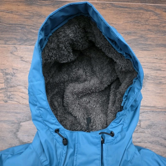 L.L. Bean Womens Medium Blue Turquoise Hooded Winter Warmer Coat Water Resistant - Picture 4 of 9
